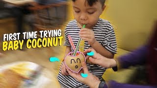 Baby Qahtan First Time Trying Baby Coconut | Baby Try #qahtanvlog