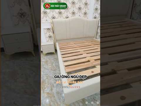 Giường ngủ đẹp bọc da theo yêu cầu GN-1335 | Khung giường gỗ tự nhiên bọc da vải tùy chọn