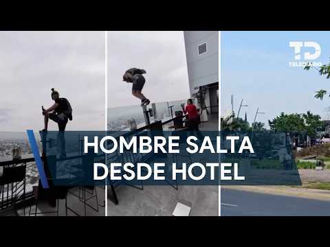 Man parachutes from the Riu hotel in Guadalajara