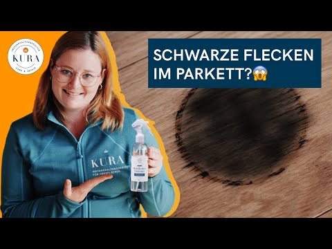 Schwarze Flecken im Parkett? | Schnell und einfach mit dem KURA Holzflecken-Entferner entfernen