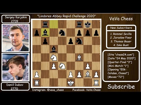 "Best Game Of Dubov-Karjakin Mini-Match 1" || Quarter-Final || Lindores Abbey Rapid (2020)