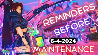 [PSO2 NGS] Reminders Before Maintenance 6-4-2024