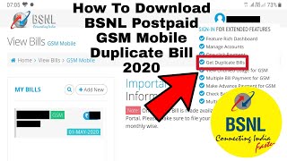 How To Download BSNL Postpaid GSM Mobile Duplicate Bill 2020 | BSNL Duplicate Bill Download 2020