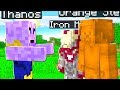 THANOS vs IRON MAN and ORANGE STEVE! (Minecraft PE Endgame)