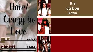 Glee - Hair / Crazy In Love | Line Distribution + Lyrics