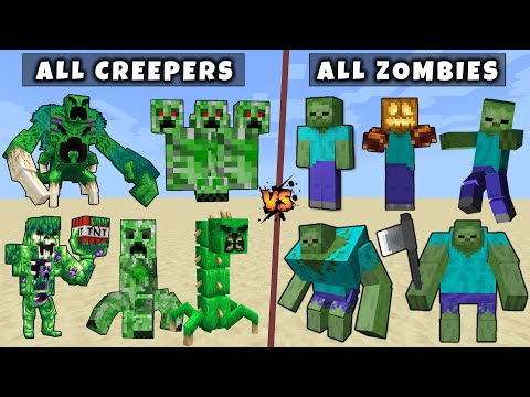All Zombies vs All Creepers - Mutant & Titan Zombie vs Mutant Titan Creeper