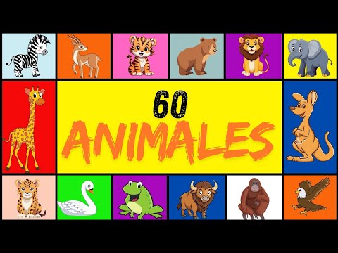 🔴🐶🐱🐰🐮🐔🐒 Aprende los Nombres de 60 Animales 🐯🦊🐼🦁🦒🐧🐢 | Video Educativo para Niños y Niñas