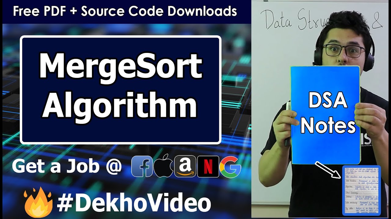 Video thumbnail for MergeSort Sorting Algorithm in Hindi
