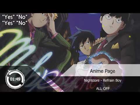 489 Refrain boy (모브사이코 100 ed) nightcore 자막