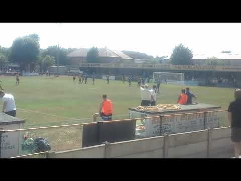 Folkestone Invicta scoring a penalty against Hythe Town