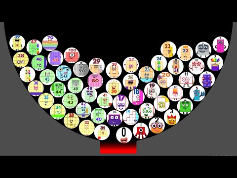 ( SPECIAL ) 56 NUMBERBLOCKS Marble Race In Algodoo - Who Will Win At All ???