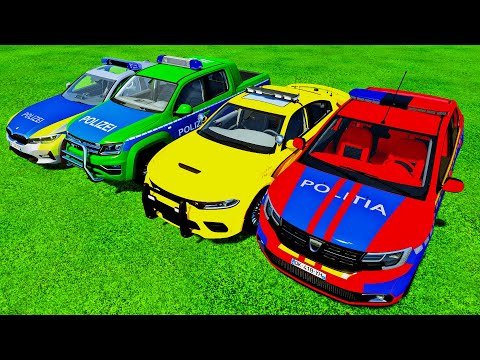 transporting color police cars BMW, VOLKSWAGEN, DACIA LOGAN , DODGE | farming simulator 22