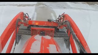 Quick snow push before heading to work for the night. Compact tractor and snow pusher do it quick!