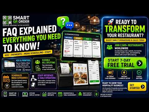 Smart QR Order FAQ Explained | KDS, Payments, Menu Scheduling & Restaurant Setup 🚀
