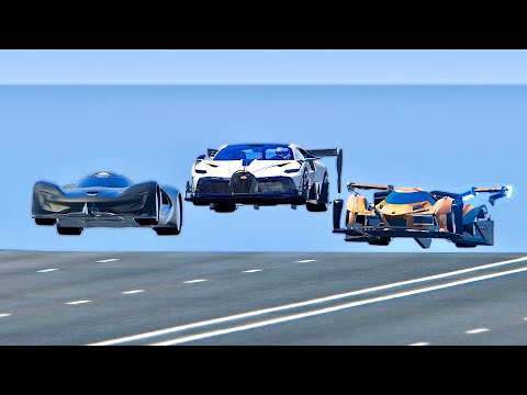 Bugatti Divo GTR vs Lamborghini V12 GTR vs SRT Tomahawk VGT - Drag Race 20 KM