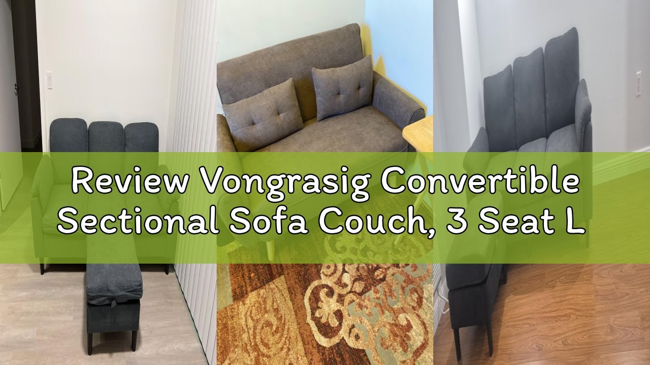 Review Vongrasig Convertible Sectional Sofa Couch, 3 Seat L Shaped Sofa with Removable Pillows Linen