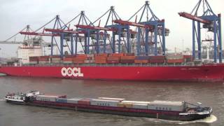 preview picture of video 'The Port of Hamburg and Journey North on the River Elbe, Germany - 14th September, 2014'