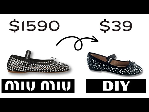 DIY I HOW TO MAKE $1590 MIU MIU BALLERINA FLATS FOR $26 I DIY Rhinestone finish ballet flats