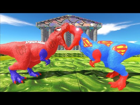 SPIDER-MAN T REX vs SUPERMAN T REX DEATH RUN - Jurassic World Evolution 2