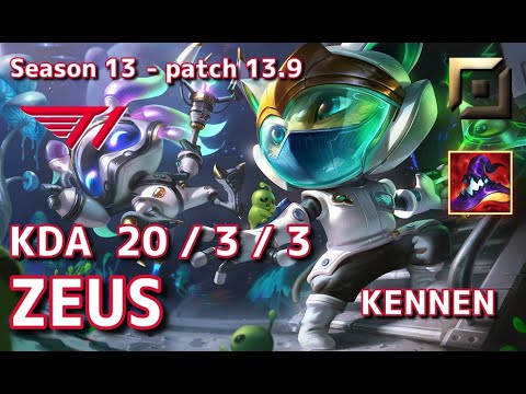 【EUWサーバー/Unranked】T1 Zeus ケネン(Kennen) VS リヴェン(Riven) TOP - Patch13.9 EUW Ranked【LoL】