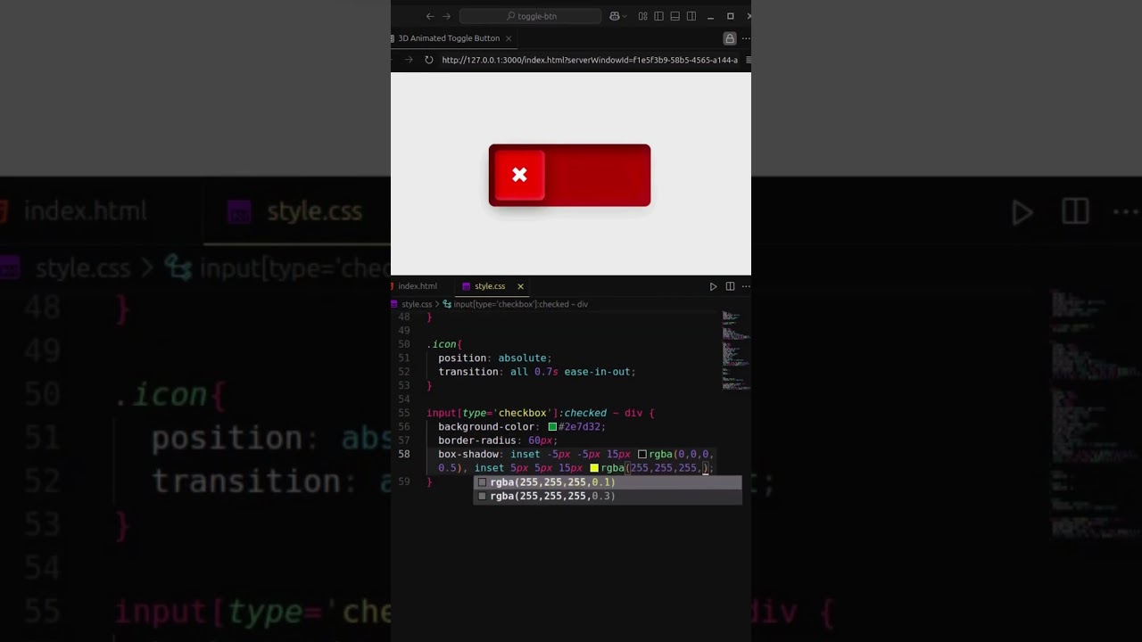 🔥 Premium 3D Toggle Button Design | Toggle with Icon Animation | HTML CSS | #html #css #htmlcss