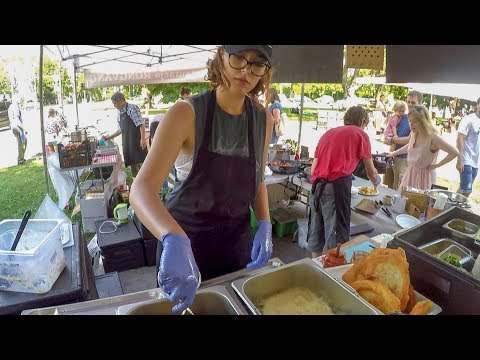 Hungarian Langos Cooked in Warsaw. Street Food from Poland