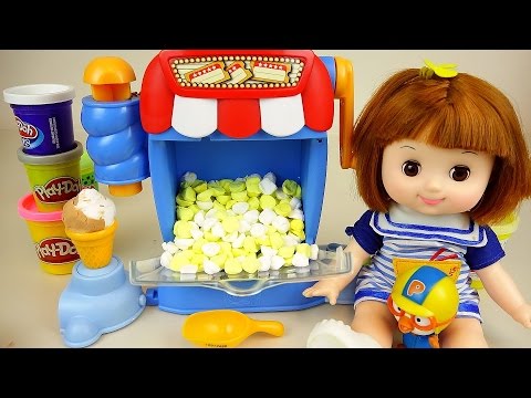 Baby doll and play doh Popcorn maker toys