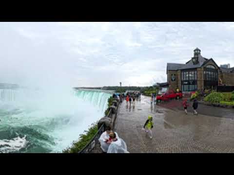 Niagara Falls walk way Canada side. 360° video use a finger or tilt device to rotate.