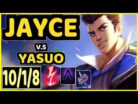 JIIN (JAYCE) vs YASUO - 10/1/8 KDA MID GAMEPLAY - KR Ranked GRANDMASTER