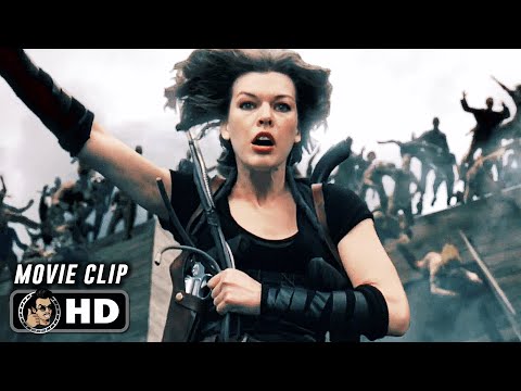 RESIDENT EVIL: AFTERLIFE Clip - "Rooftop Zombies Attack" (2010)