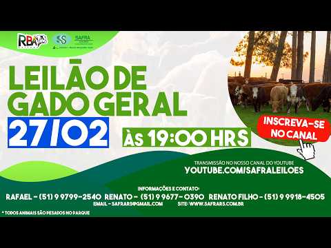 LEILÃO DE GADO GERAL (27/02) - SAFRA LEILÕES / PASSO DO SOBRADO-RS