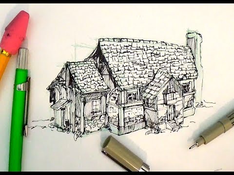 Pen and Ink Drawing Tutorials | How to draw a house