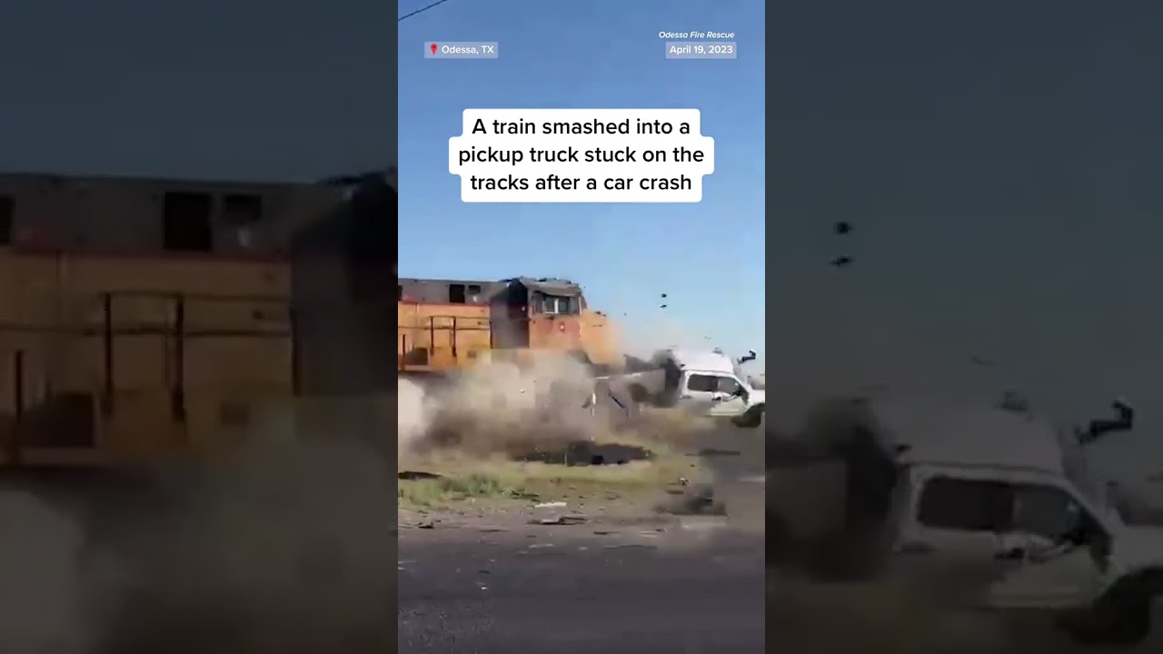 A #train crashed into a pickup truck after it got stuck on train tracks in Odessa, #Texas