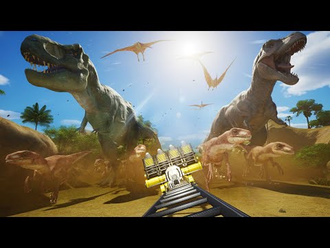 Terror in Jurassic Park Ride! Front Row POV of T-Rex Attack!