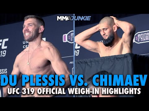 Khamzat Chimaev UNDER WEIGHT for title fight, Dricus Du Plessis hits mark | UFC 319 weigh-ins