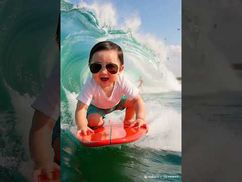 Baby surfing
