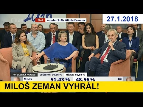 MILOŠ ZEMAN vyhrál II. kolo prezidentské volby 2018 / 66,6 procent občanů volilo