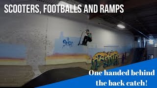 Scooters footballs and ramps at evolve skatepark