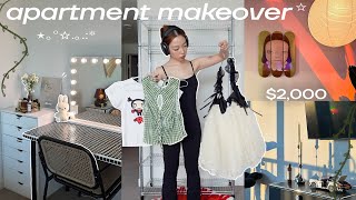 $2000 APARTMENT MAKEOVER & TOUR 🛋️ shopping, decorating, unboxing hauls