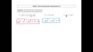 Write Polynomials in Standard Form