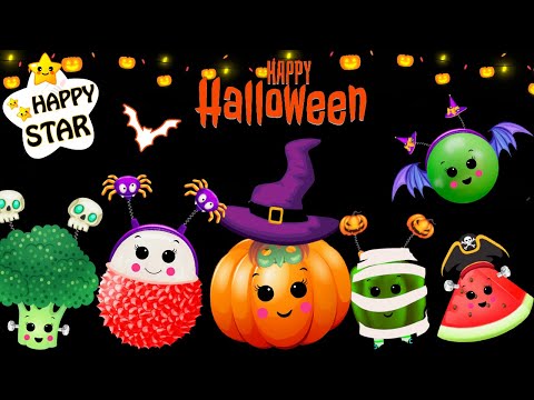 Happy Halloween -  Fruits and Veggies Dance Party - Baby Sensory Videos - Happy Star Dancing