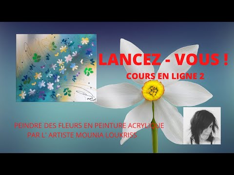 How to paint flowers in acrylic paint by artist Mounia LOUKRISS/ cours 2
