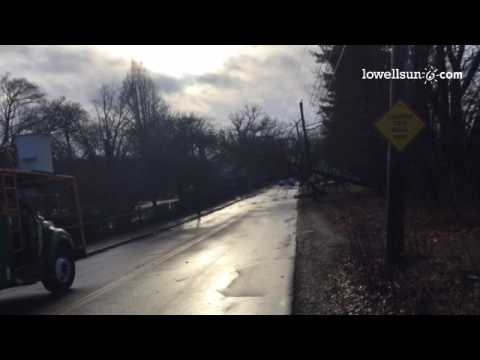 Video: Lawrence Street in Lowell is blocked off because of a tree down after last night's storm