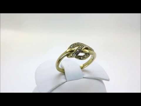 9ct Yellow Gold Diamond Twist Crossover Dress Ring (00099)