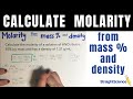 Molarity From Mass And Density Calculate Molarity From Mass Percent And Density