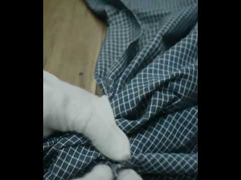 Check Petrol Blue White Pure Cotton 105 GSM Handwoven Fabric 656 — video