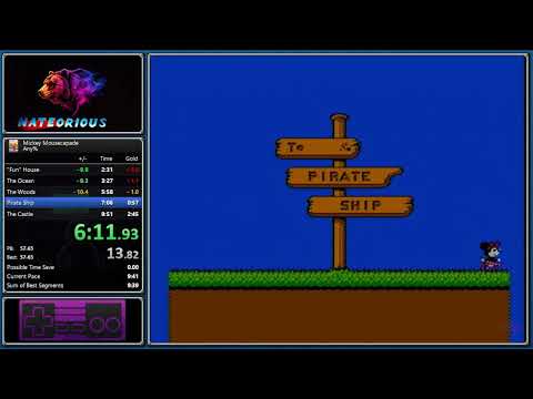 Mickey Mousecapade (NES) Any% Speedrun - 9:17 by Nateorious