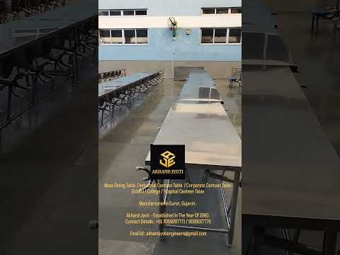 Stainless steel mess dining table, 8 seater