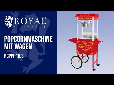 Video - Popcornmaschine mit Wagen - Retro-Design - rot