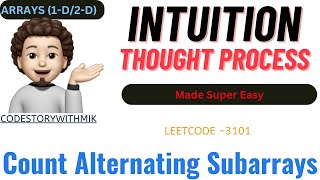 YouTube video 'Count Alternating Subarrays | Super Easy | Leetcode 3031 | Weekly Contest 391 | codestorywithMIK'
